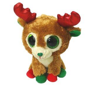 TY Alpine Beanie Boo Reindeer Christmas 6 inch Glitter Large Eyes NO Tags